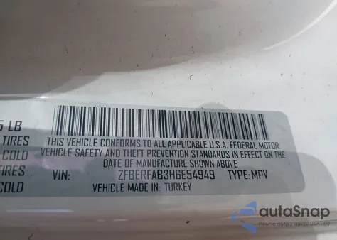 2017 Ram Promaster City Tradesman z USA, uszkodzony, nr VIN ZFBERFAB3H6E54949